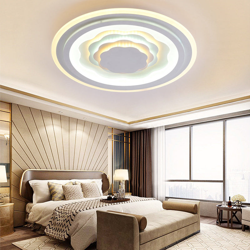 White Acrylic Led Ceiling Lamp For Living Room & Bedroom / C