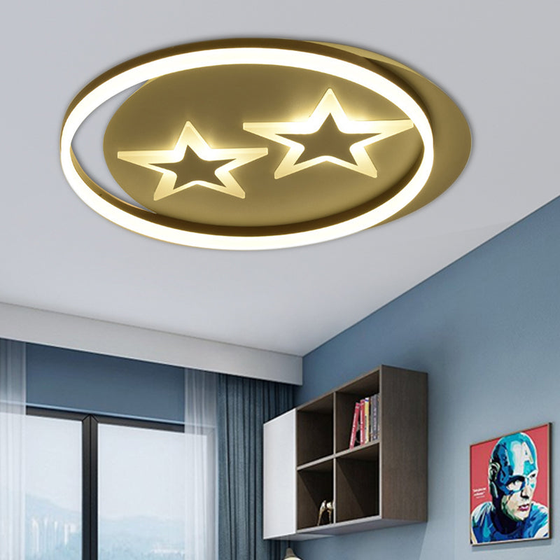 Modern Starry Led Ceiling Light For Kids Bedroom - Acrylic Round Lamp In White/Black Black