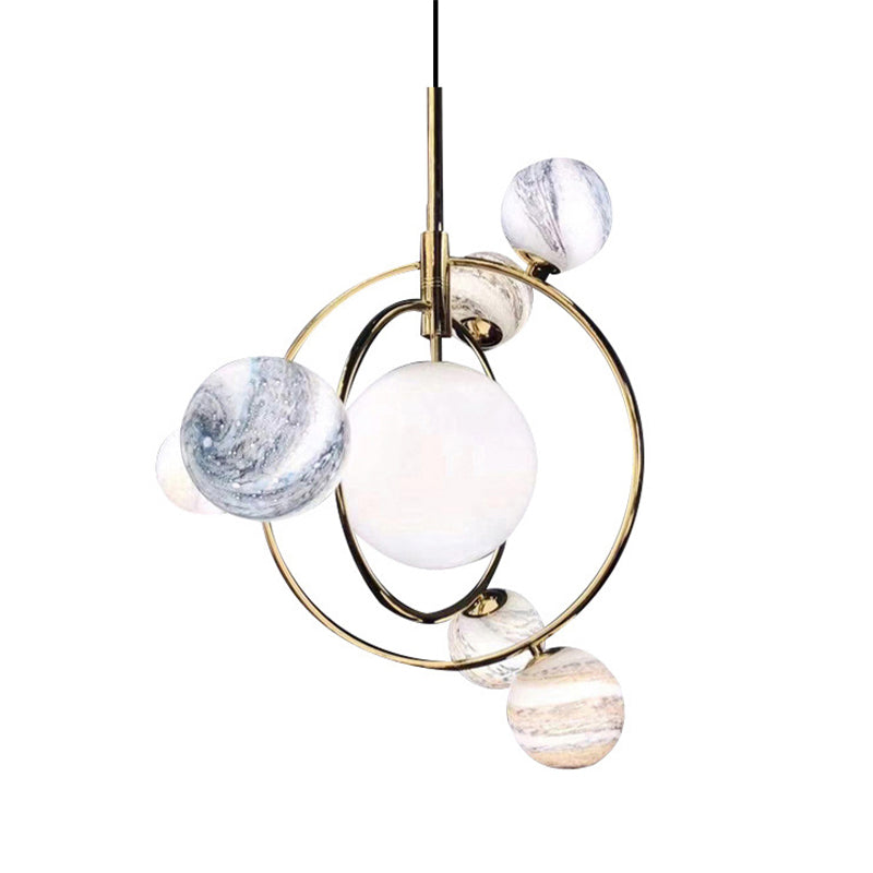 Modern Metallic Chandelier: Gold Universe Suspension Light For Living Room & Hotel