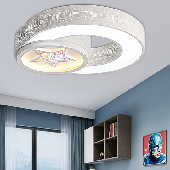 Star Design White Acrylic Flush Mount Ceiling Light for Kids Bedroom