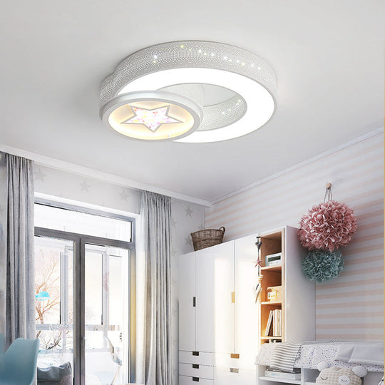 Star Design White Acrylic Flush Mount Ceiling Light for Kids Bedroom