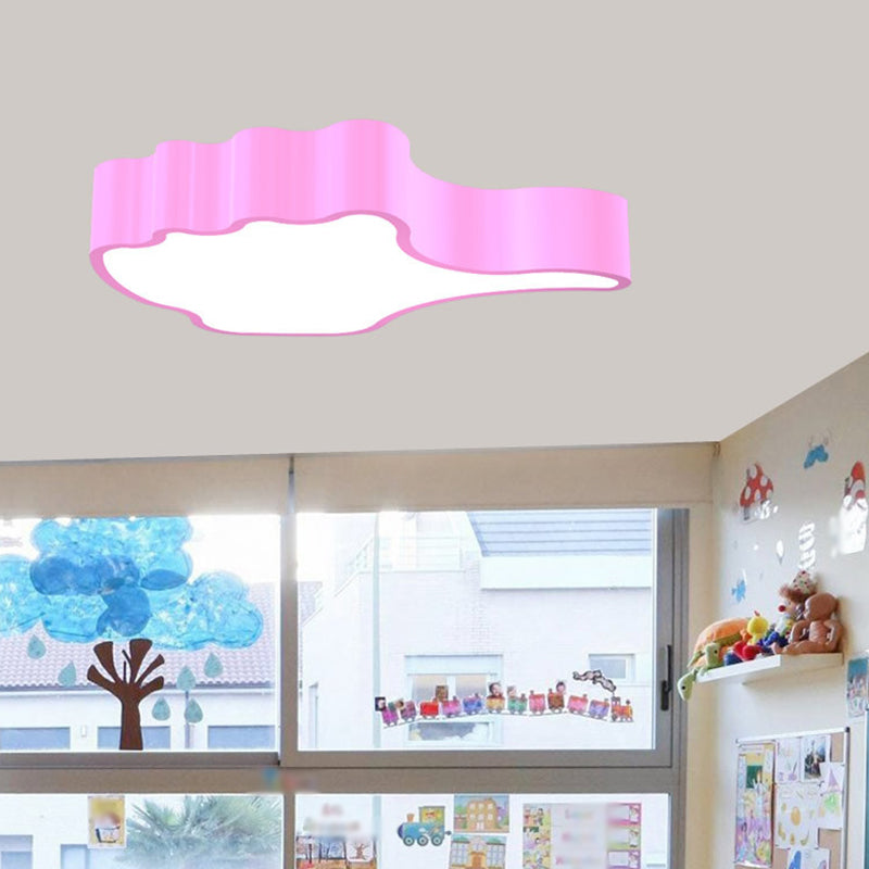 Kids' Acrylic LED Flush Light Fixture: Gesture Classroom Ceiling Mount in Red/Pink/Green