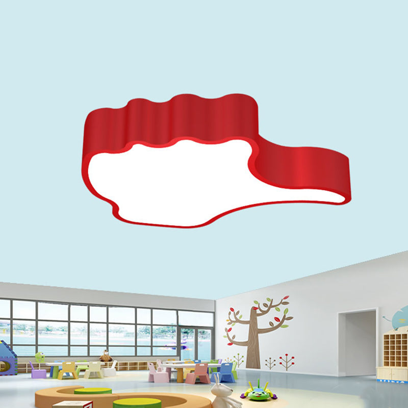 Kids' Acrylic LED Flush Light Fixture: Gesture Classroom Ceiling Mount in Red/Pink/Green