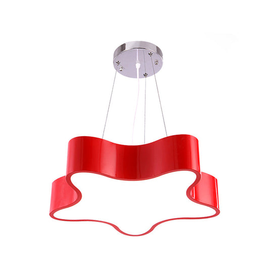 Child Care Centre LED Hanging Light Kids Red/Green/Yellow Finish Drop Pendant with Star Acrylic Shade, 11"/15" W