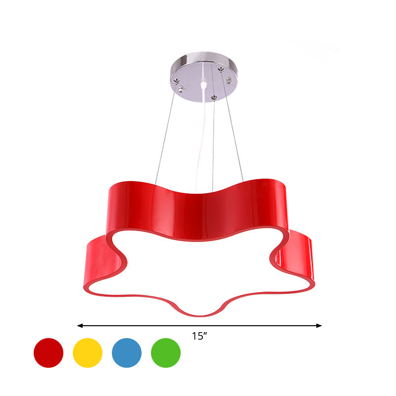 Kids LED Hanging Light with Colorful Finish and Star Acrylic Shade - Child Care Centre Pendant, 11"/15" W