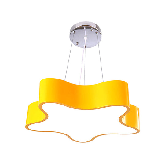 Kids LED Hanging Light with Colorful Finish and Star Acrylic Shade - Child Care Centre Pendant, 11"/15" W