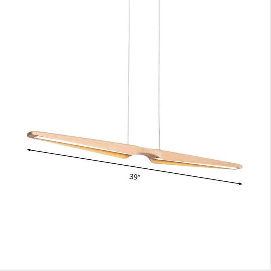 Minimalist Linear Wooden Pendant Led Light Fixture For Office Ceiling