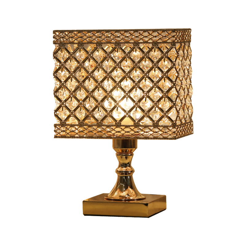 Contemporary Gold Geometry Reading Lamp With Crystal Encrusted Nightstand Design - Perfect For