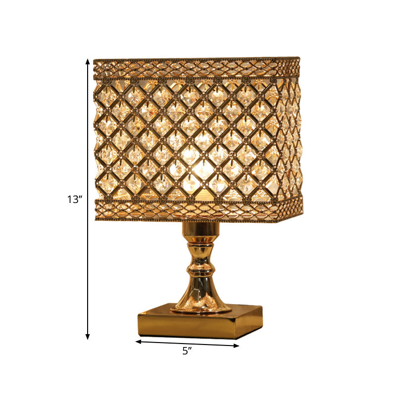 Contemporary Gold Geometry Reading Lamp With Crystal Encrusted Nightstand Design - Perfect For