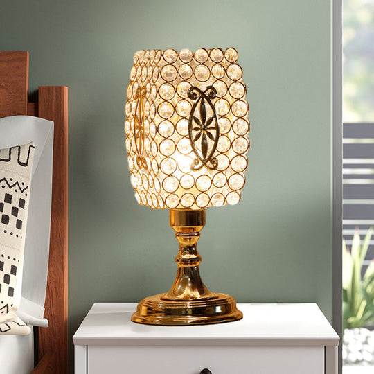 Contemporary Gold Geometry Reading Lamp With Crystal Encrusted Nightstand Design - Perfect For