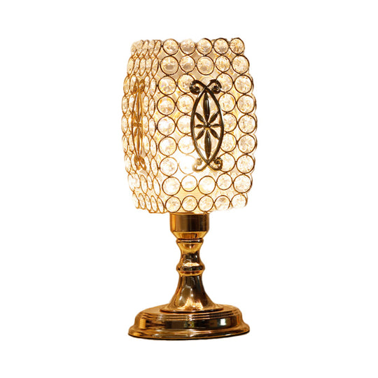 Contemporary Gold Geometry Reading Lamp With Crystal Encrusted Nightstand Design - Perfect For