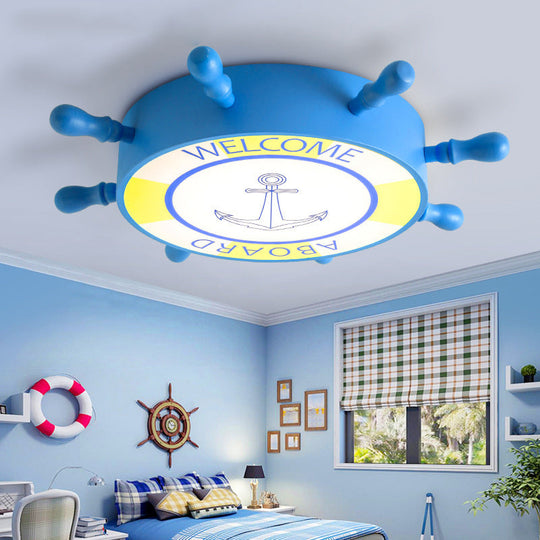 Kid Bedroom Ceiling Light: Acrylic Seaside Flush Mount in Blue