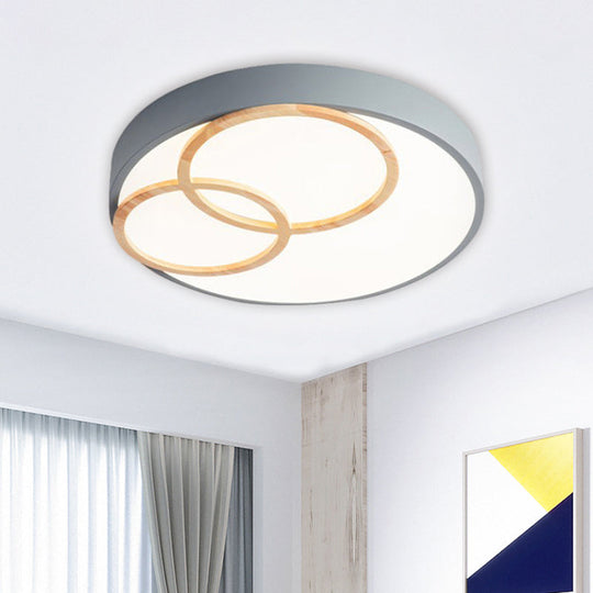 Nordic Flush Ceiling Light | Grey/White Rounded | 14"/18"/21.5" Width | LED Metallic Fixture