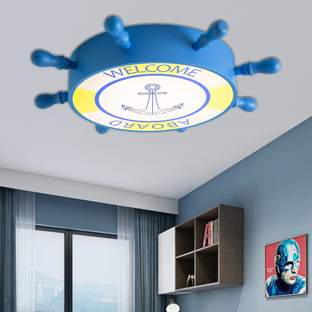 Kid Bedroom Ceiling Light: Acrylic Seaside Flush Mount in Blue