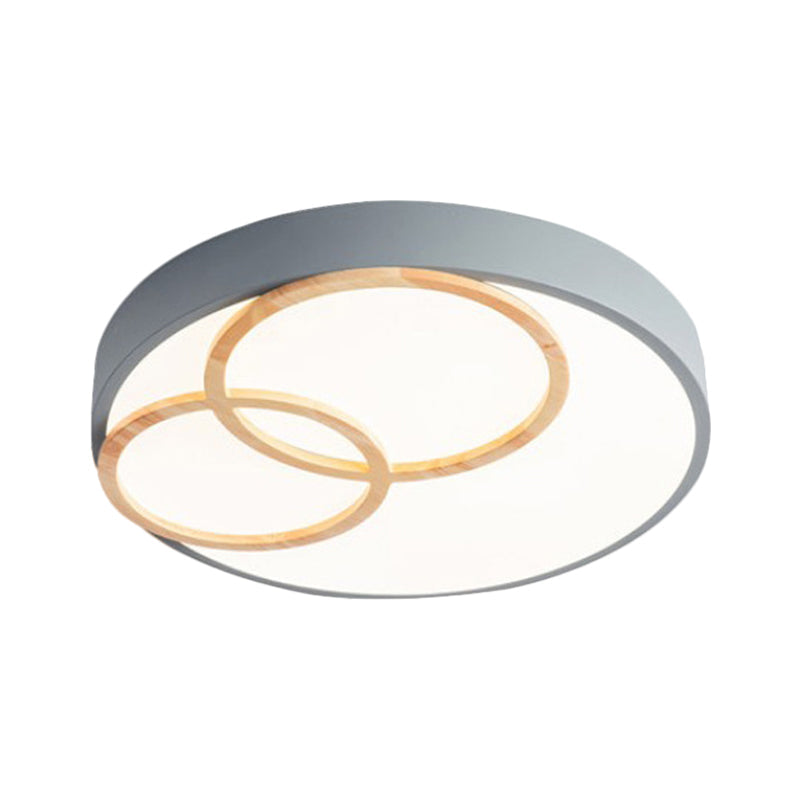 Nordic Flush Ceiling Light | Grey/White Rounded 14/18/21.5 Width Led Metallic Fixture