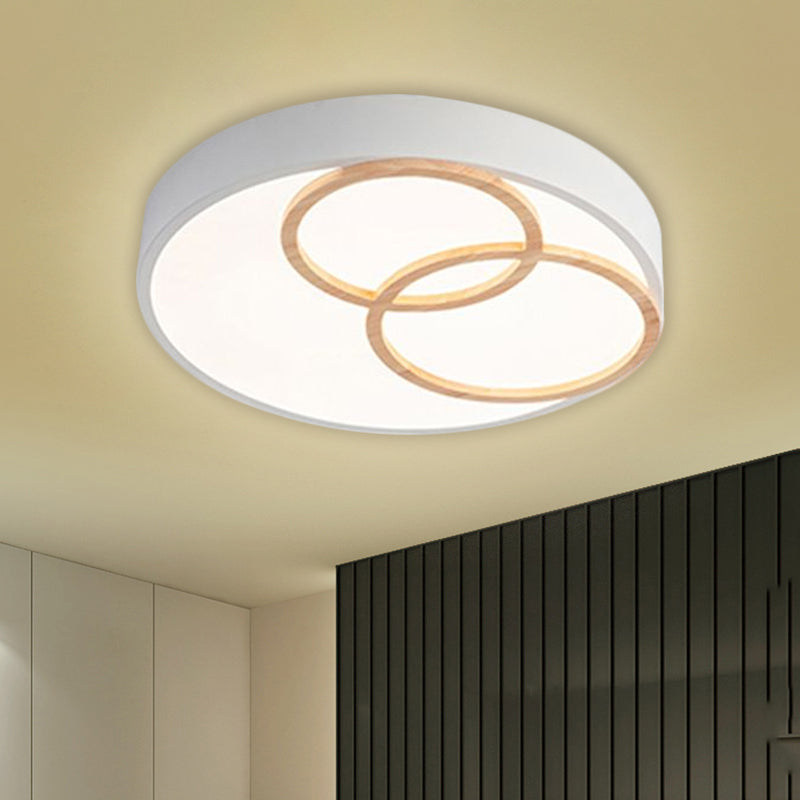 Nordic Flush Ceiling Light | Grey/White Rounded | 14"/18"/21.5" Width | LED Metallic Fixture