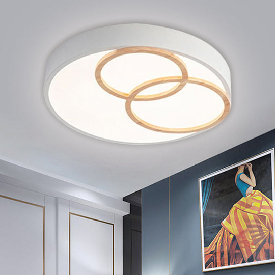 Nordic Flush Ceiling Light | Grey/White Rounded 14/18/21.5 Width Led Metallic Fixture