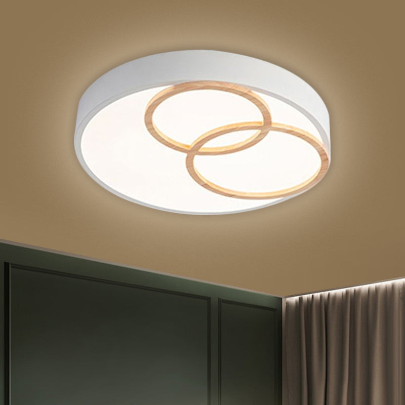 Nordic Flush Ceiling Light | Grey/White Rounded 14/18/21.5 Width Led Metallic Fixture