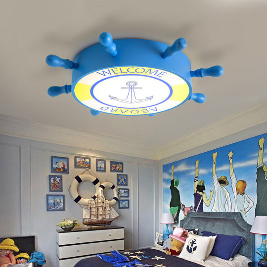 Kid Bedroom Ceiling Light: Acrylic Seaside Flush Mount in Blue