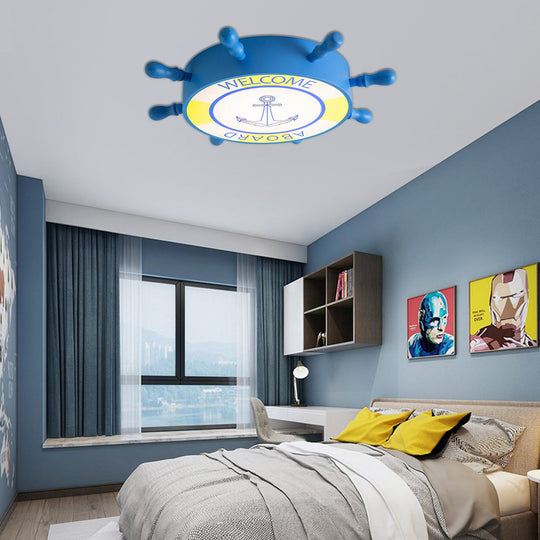 Kid Bedroom Ceiling Light: Acrylic Seaside Flush Mount in Blue