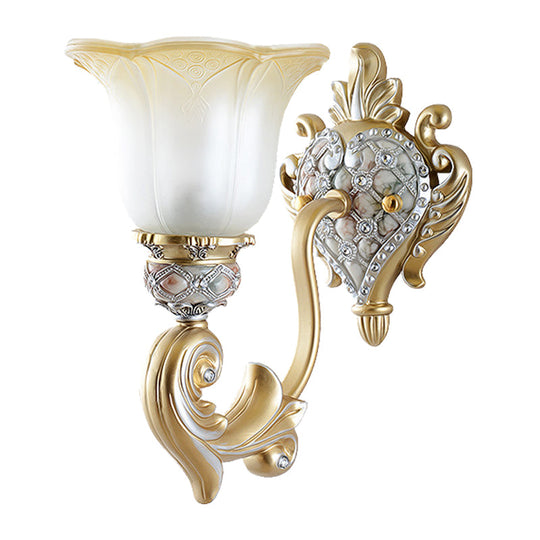 White Frosted Glass Flower Wall Light With Heart Shape Canopy - Warehouse Lighting Idea