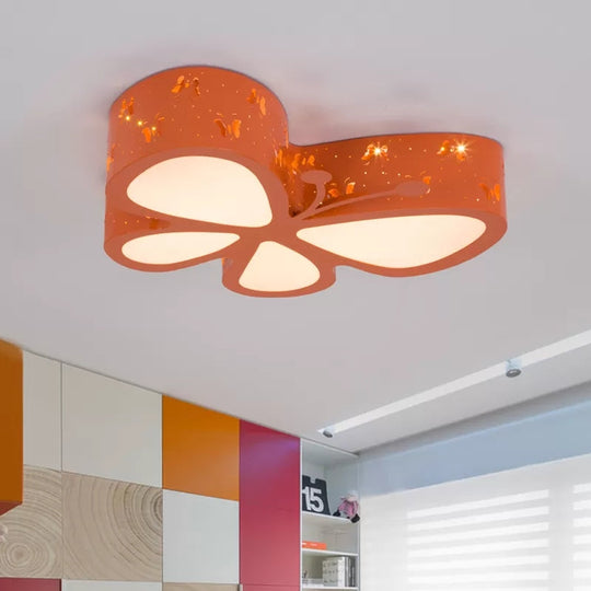 Cartoon Butterfly LED Ceiling Lamp for Girls' Room - Flushmount Acrylic Light