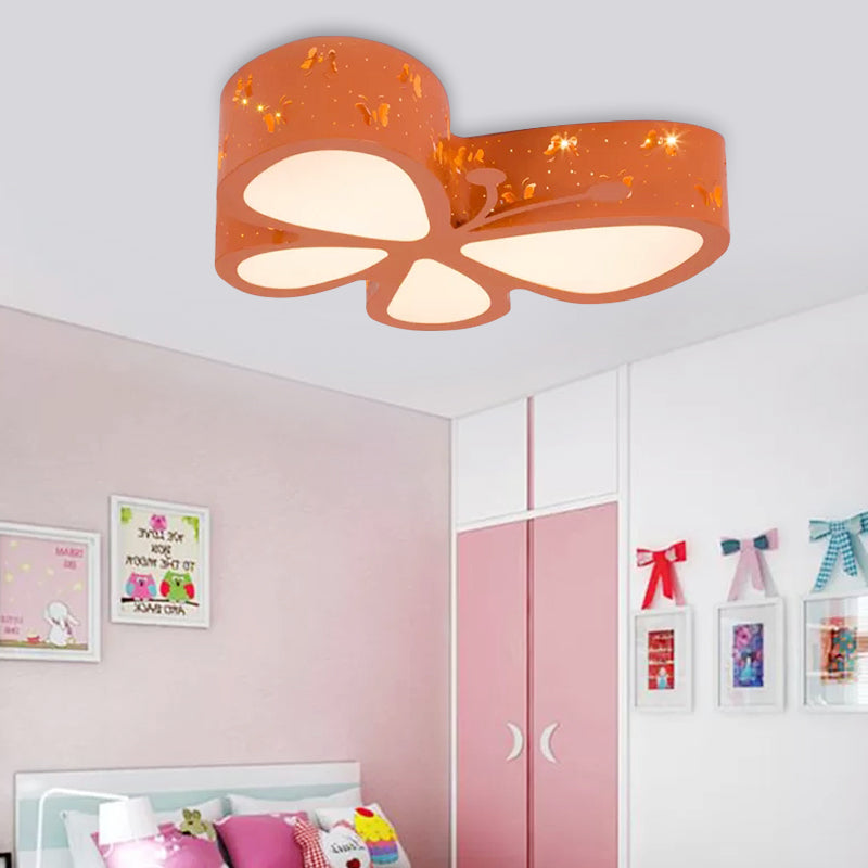 Cartoon Butterfly LED Ceiling Lamp for Girls' Room - Flushmount Acrylic Light