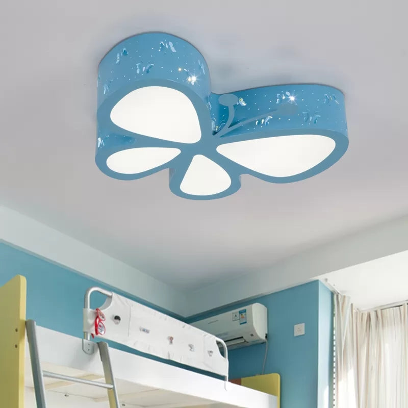 Cartoon Butterfly LED Ceiling Lamp for Girls' Room - Flushmount Acrylic Light