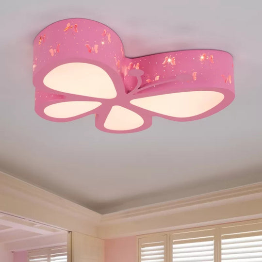 Cartoon Butterfly LED Ceiling Lamp for Girls' Room - Flushmount Acrylic Light