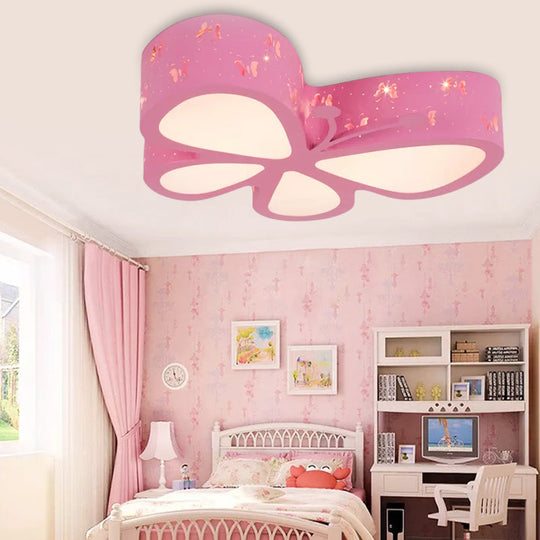 Cartoon Butterfly LED Ceiling Lamp for Girls' Room - Flushmount Acrylic Light