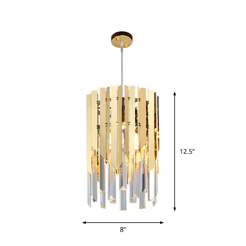 Minimalist Crystal Prisms Gold Pendant Ceiling Lamp - 1 Light Suspension For Restaurants