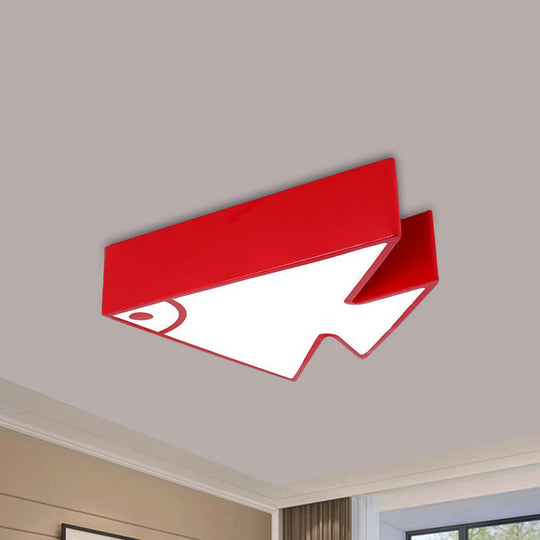 Fish LED Ceiling Lamp for Kids - Acrylic Flush Mount Light in Red/Green/Blue