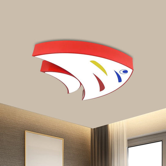 Underwater Adventure Led Flush Mount Lamp - Colorful Acrylic Tropical Fish Design For Childrens Room