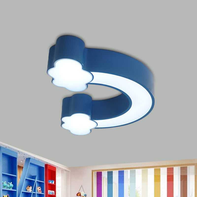 Kids Cartoon Rainbow LED Flushmount Ceiling Light in Yellow/Blue Acrylic - Warm/White Lighting