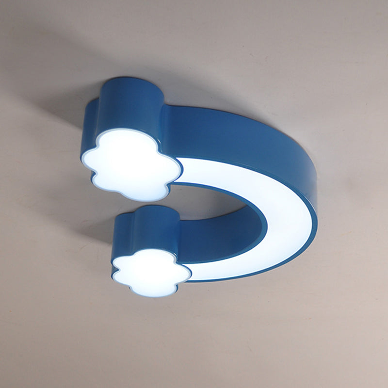 Kids Cartoon Rainbow LED Flushmount Ceiling Light in Yellow/Blue Acrylic - Warm/White Lighting