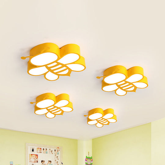 Cartoon Bee LED Ceiling Lamp for Kids' Room in Yellow with Warm/White Light