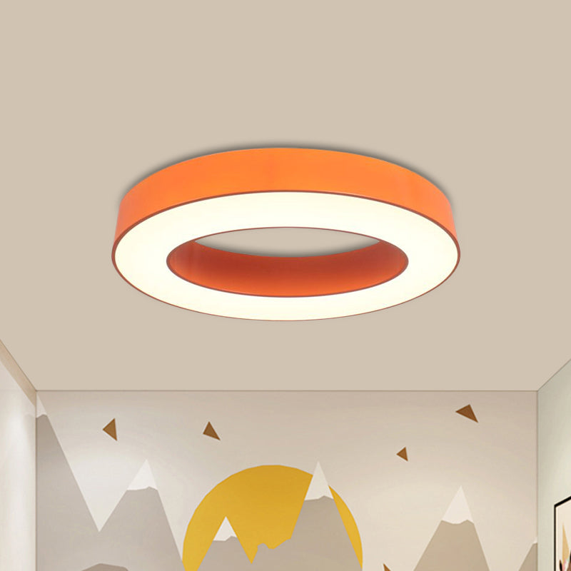 Kids LED Flush Light Fixture - Warm/White/Natural Light - Orange Ring Design