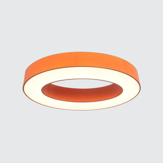 Kids LED Flush Light Fixture - Warm/White/Natural Light - Orange Ring Design