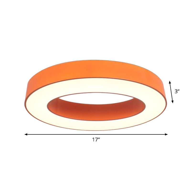 Kids LED Flush Light Fixture - Warm/White/Natural Light - Orange Ring Design