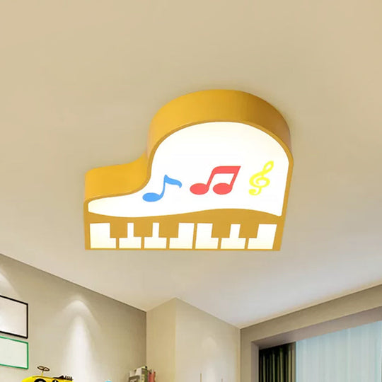 Piano Flush Ceiling Light - Children's Style LED Acrylic Fixture in Red/Yellow/Pink, Warm/White Light