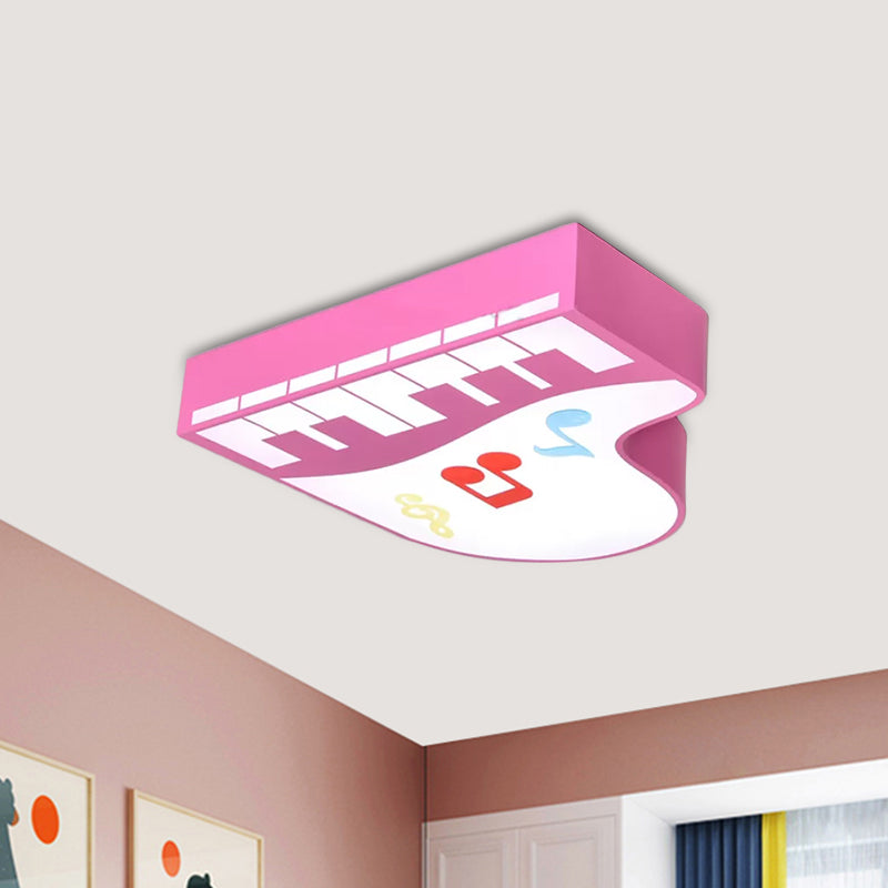 Piano Flush Ceiling Light - Childrens Style Led Acrylic Fixture In Red/Yellow/Pink Warm/White