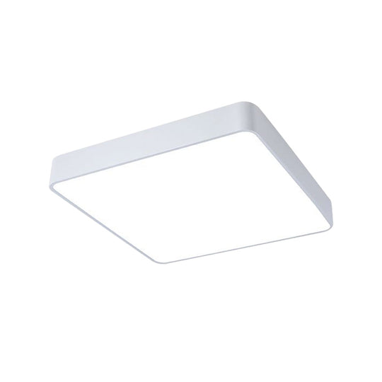 Kids Square LED Flush Light Fixture in Acrylic White/Red/Yellow - Warm/White Light