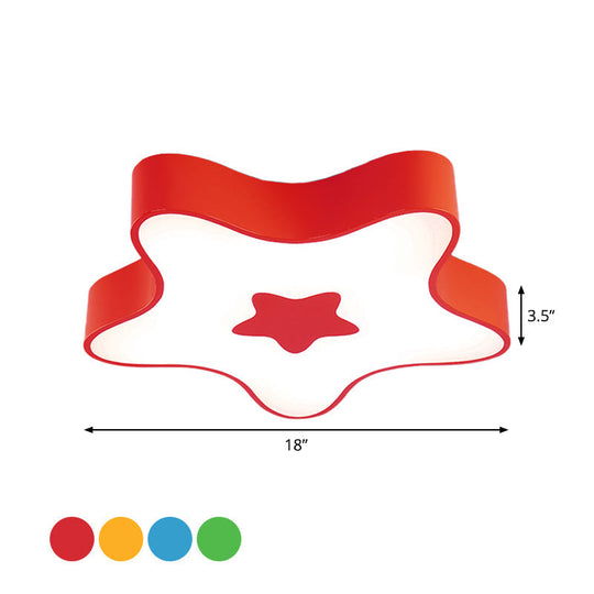 Modern Star Acrylic Led Ceiling Lamp In Red Yellow And Green For Corridor Mounting