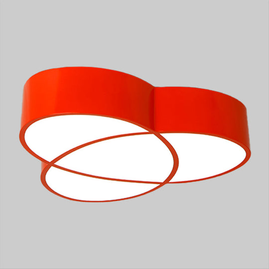 Minimalist Led Oval Flush Mount Ceiling Light In Red/Blue/Green Acrylic