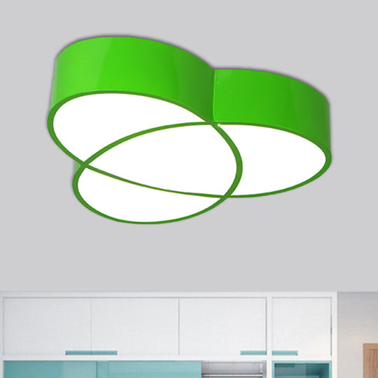 Minimalist Led Oval Flush Mount Ceiling Light In Red/Blue/Green Acrylic Green