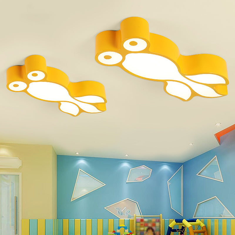 Simplicity LED Flush Mount Light with Acrylic Shade - Yellow/Blue Goldfish Design