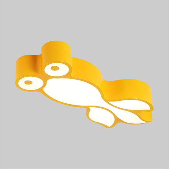 Simplicity LED Flush Mount Light with Acrylic Shade - Yellow/Blue Goldfish Design