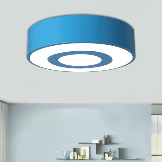 Nordic Style Acrylic LED Flush Mount Ceiling Light for Kids Room - Yellow/Green/Blue