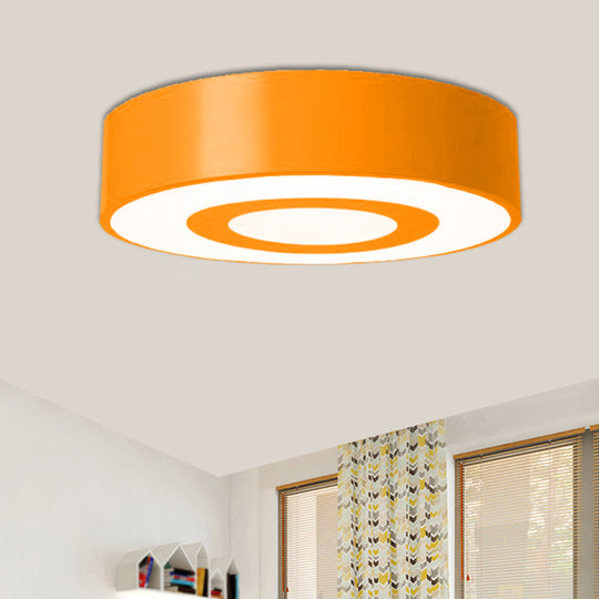 Nordic Style Acrylic LED Flush Mount Ceiling Light for Kids Room - Yellow/Green/Blue