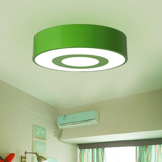 Nordic Style Acrylic LED Flush Mount Ceiling Light for Kids Room - Yellow/Green/Blue